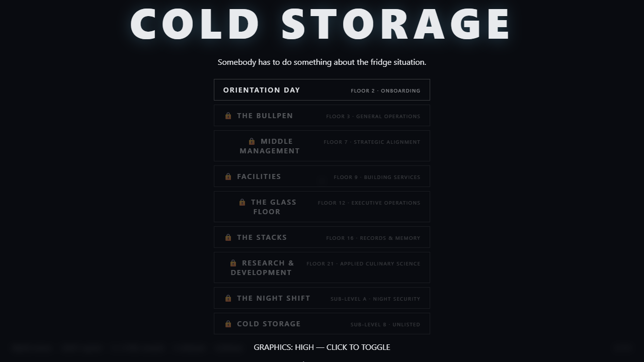 Screenshot of cold storage