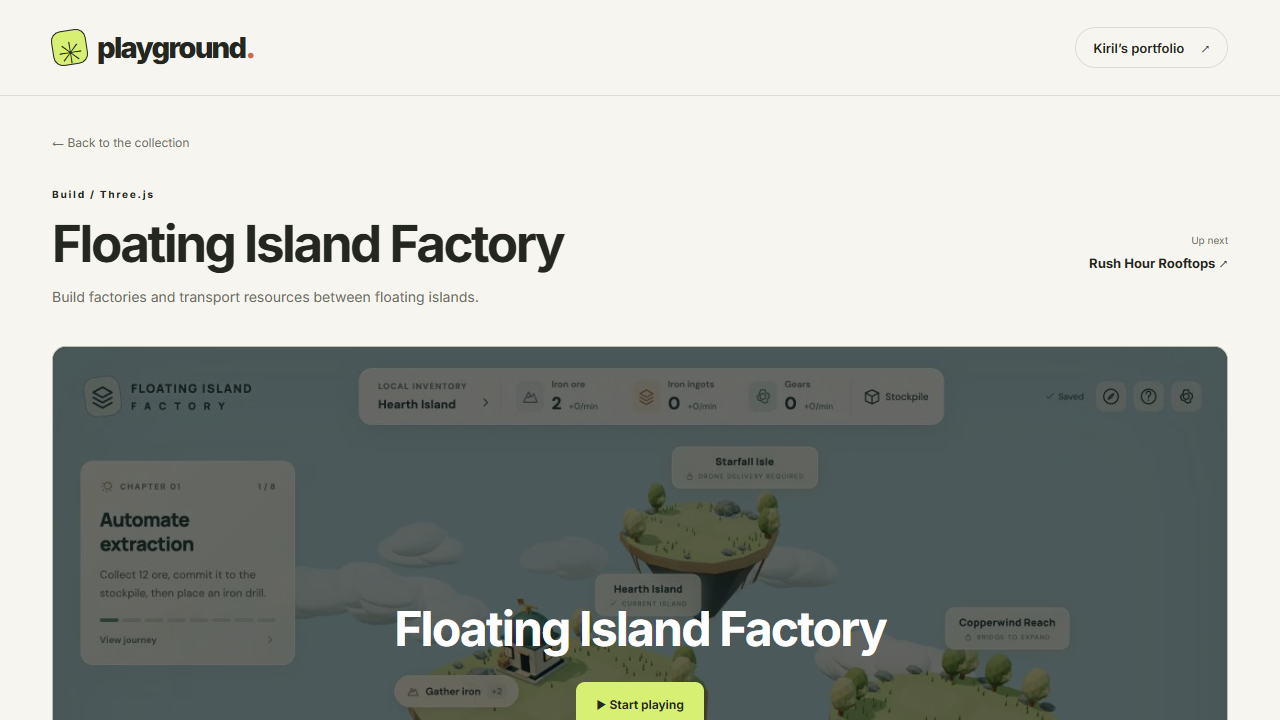 Screenshot of floating island factory