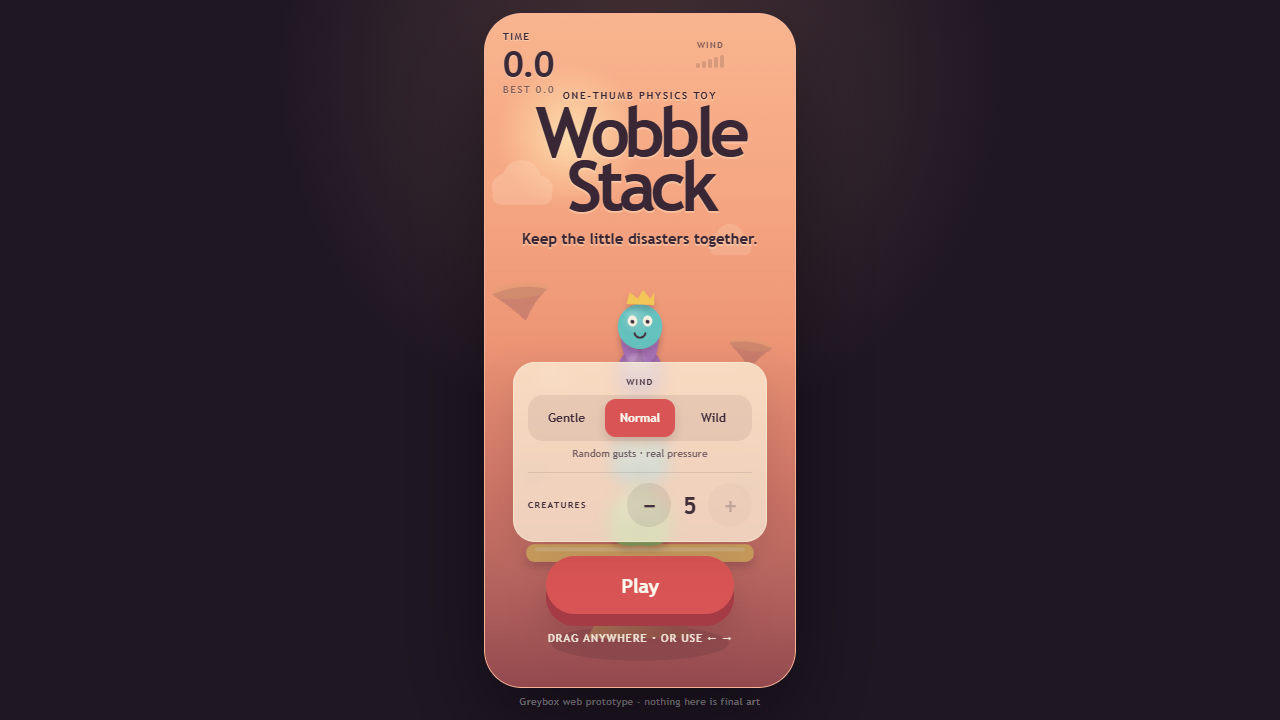 Screenshot of wobble stack